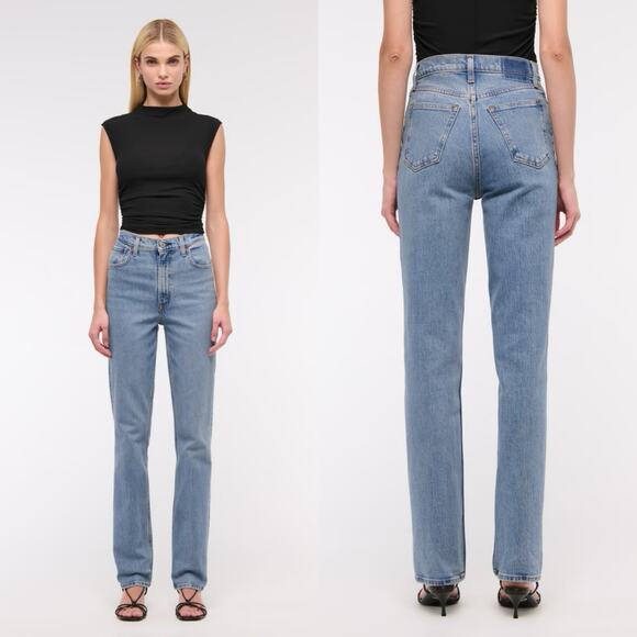 Abercrombie & Fitch The 90s Straight Ultra High Rise Jean Light Wash Size 27 - Picture 1 of 7